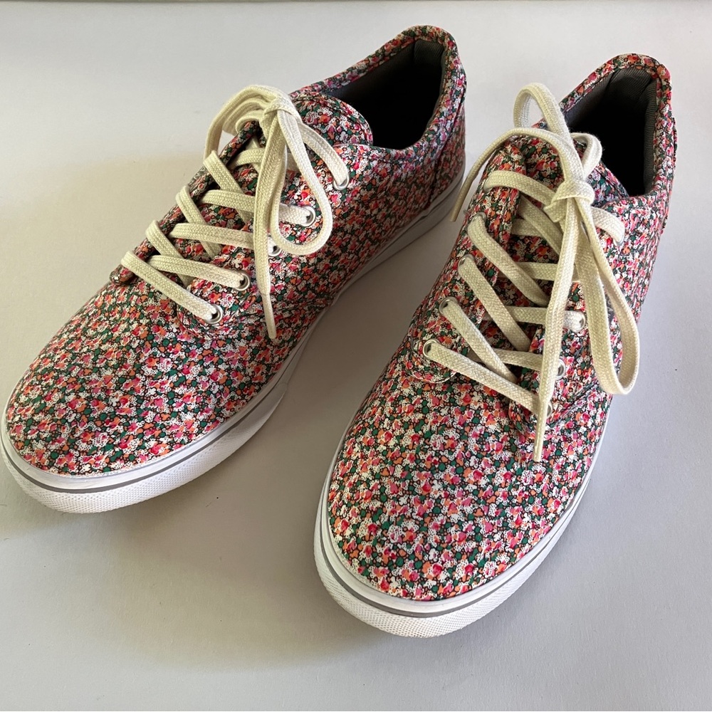 Vans Women’s Size 6.5 Pink Floral Canvas Print Sneakers LIKE NEW